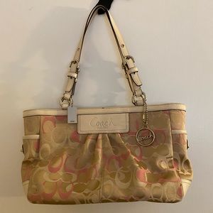 Coach satchel beige and pink VGUC